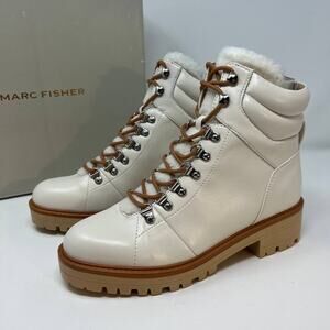 New In Box Marc Fisher Women's Mallie3 Leather Combat Boots Size 8.5